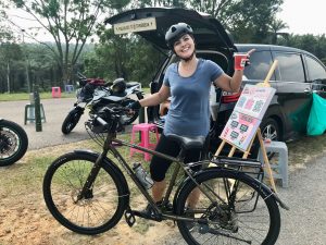 me on my best road bike for a heavy rider drinking kambucha !